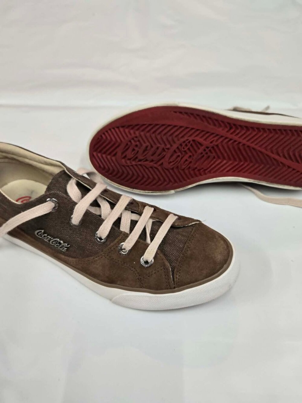 Vintage Coca-Cola Brazil Suede Canvas Sneakers Brown Red Sole Size 39 Brazilian